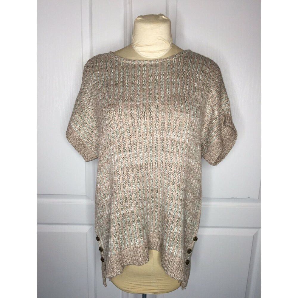 Simply Noelle Light Purple Green Sweater blouse top lightweight Knit L/XL